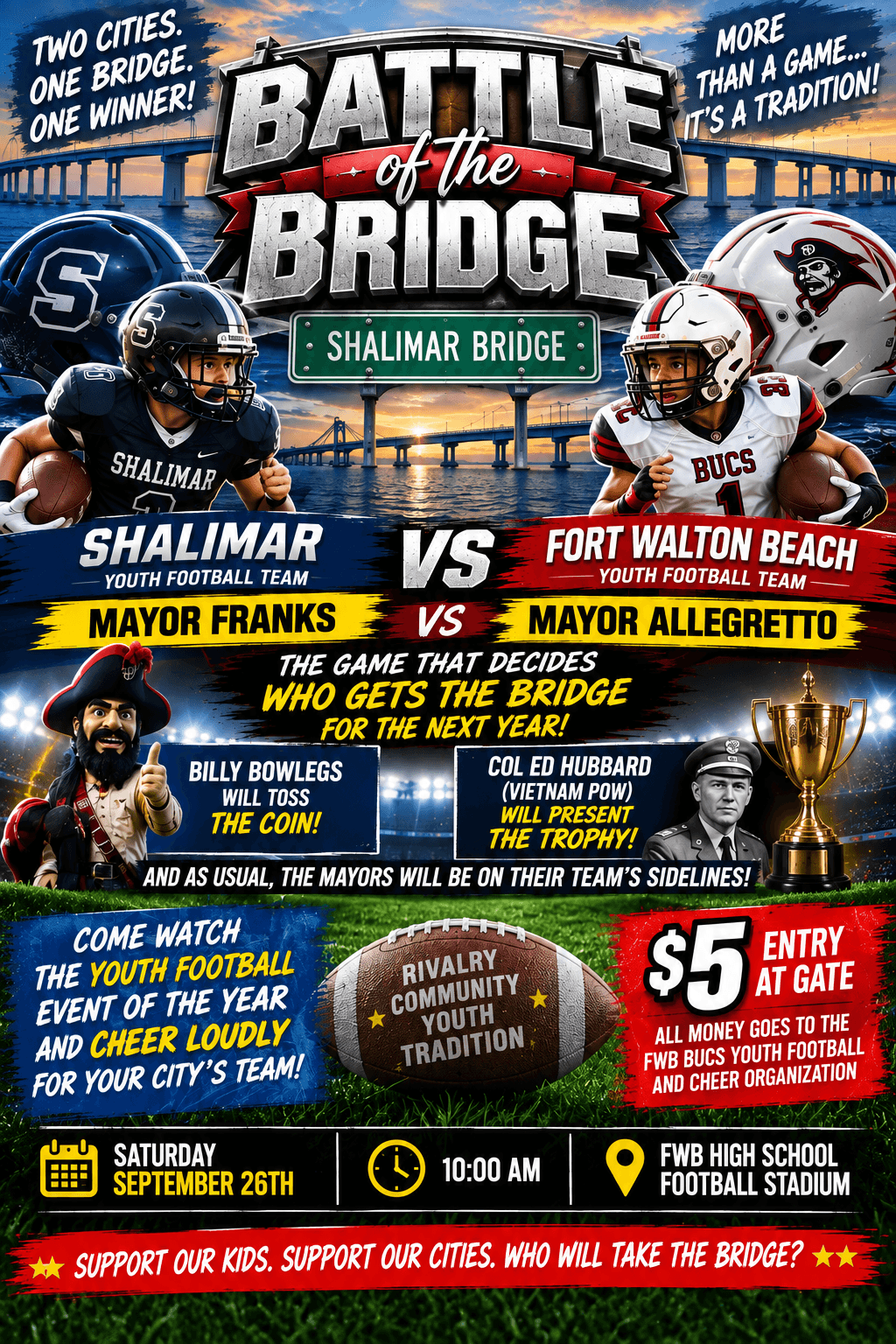 Battle Of The Bridge:  FWB Youth Football vs. Shalimar Youth Football